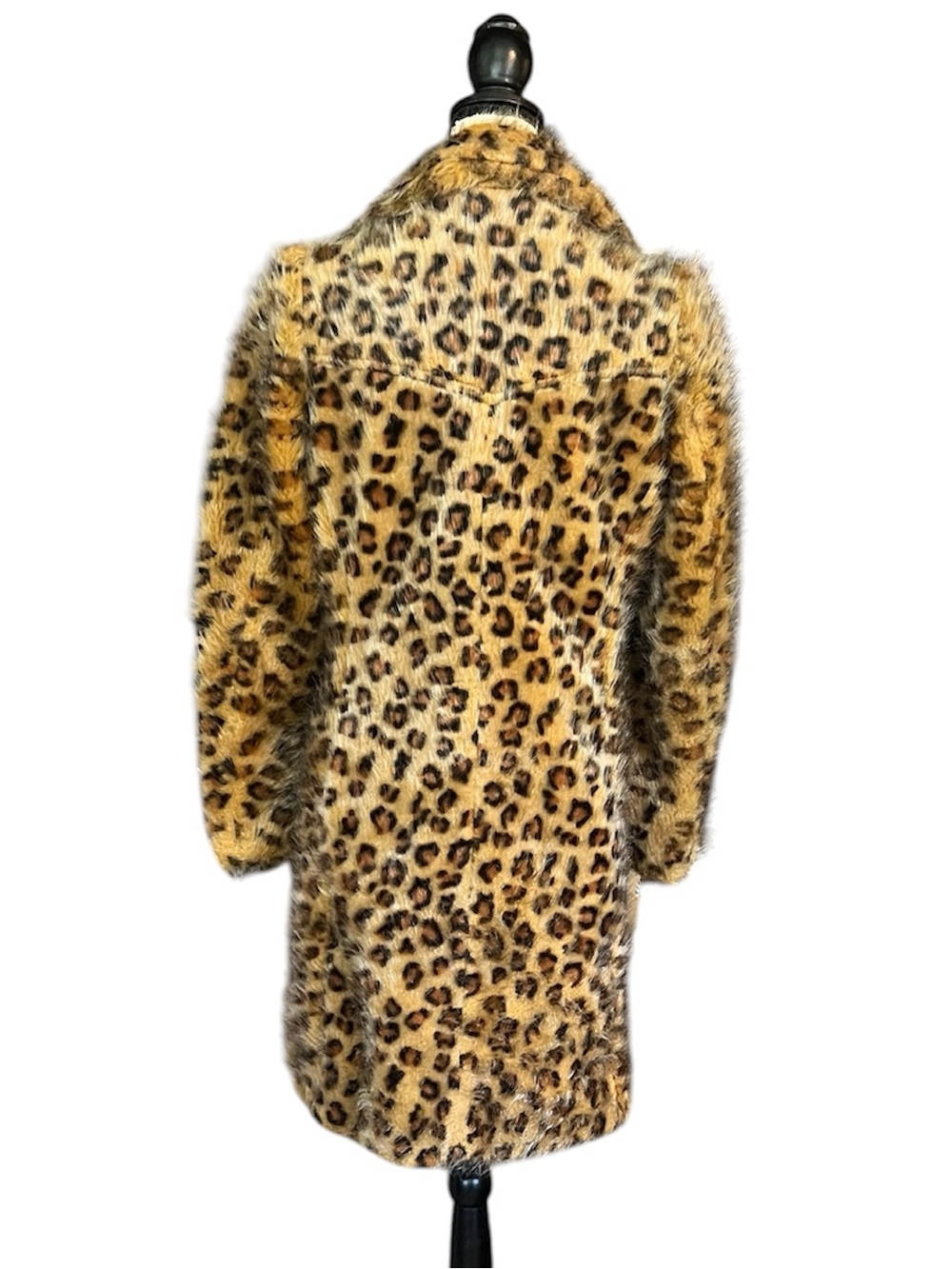 Vintage 90 Y2K Betsey Johnson New York Faux Fur Leopard Print Duster Coat Jacket - Picture 6 of 10